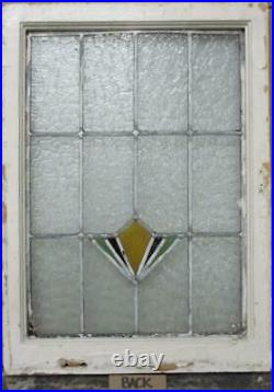 MIDSIZE OLD ENGLISH LEADED STAINED GLASS WINDOW Geometric Fan Design 20 x 27.5