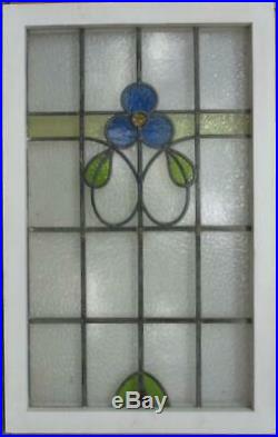MIDSIZE OLD ENGLISH LEADED STAINED GLASS WINDOW Gorgeous Floral 21.25 x 34