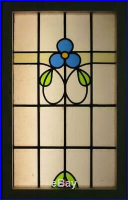MIDSIZE OLD ENGLISH LEADED STAINED GLASS WINDOW Gorgeous Floral 21.25 x 34