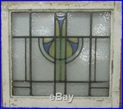 MIDSIZE OLD ENGLISH LEADED STAINED GLASS WINDOW Gorgeous Geometric 24.5 x 22