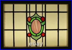 MIDSIZE OLD ENGLISH LEADED STAINED GLASS WINDOW. Lovely Abstract 25.5 x 18.25