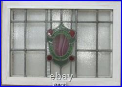 MIDSIZE OLD ENGLISH LEADED STAINED GLASS WINDOW. Lovely Abstract 25.5 x 18.25