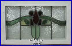 MIDSIZE OLD ENGLISH LEADED STAINED GLASS WINDOW. Lovely Tulip 24.75 x 15