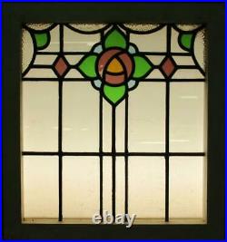 MIDSIZE OLD ENGLISH LEADED STAINED GLASS WINDOW Mackintosh Rose 22 x 23.75