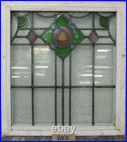 MIDSIZE OLD ENGLISH LEADED STAINED GLASS WINDOW Mackintosh Rose 22 x 23.75