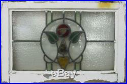MIDSIZE OLD ENGLISH LEADED STAINED GLASS WINDOW Mackintosh Rose 24 x 15.75