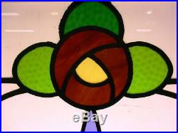 MIDSIZE OLD ENGLISH LEADED STAINED GLASS WINDOW Mackintosh Rose 28.25 x 20.25