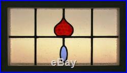 MIDSIZE OLD ENGLISH LEADED STAINED GLASS WINDOW Nice Abstract Drop 26.25 x 15