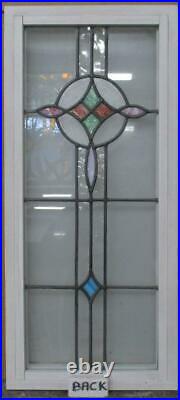 MIDSIZE OLD ENGLISH LEADED STAINED GLASS WINDOW Pretty Abstract 13 x 28.75