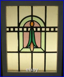 MIDSIZE OLD ENGLISH LEADED STAINED GLASS WINDOW Pretty Abstract 18 x 22.75