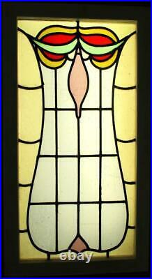 MIDSIZE OLD ENGLISH LEADED STAINED GLASS WINDOW Pretty Abstract 18 x 33.25
