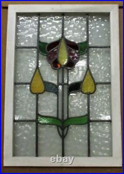 MIDSIZE OLD ENGLISH LEADED STAINED GLASS WINDOW Pretty Abstract 19.75 x 28.25