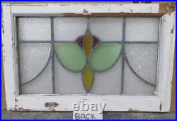 MIDSIZE OLD ENGLISH LEADED STAINED GLASS WINDOW Pretty Abstract 23.5 x 15.5