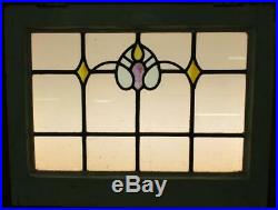 MIDSIZE OLD ENGLISH LEADED STAINED GLASS WINDOW Pretty Abstract 23.5 x 18