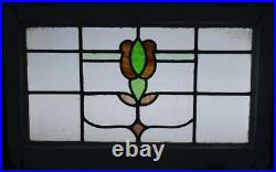 MIDSIZE OLD ENGLISH LEADED STAINED GLASS WINDOW Pretty Abstract 25.25 x 16
