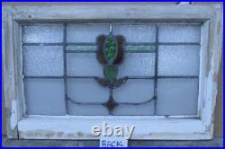 MIDSIZE OLD ENGLISH LEADED STAINED GLASS WINDOW Pretty Abstract 25.25 x 16