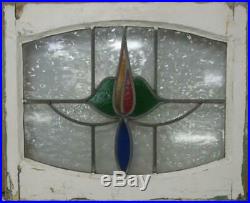 MIDSIZE OLD ENGLISH LEADED STAINED GLASS WINDOW Pretty Arched Floral 24 x 19.5