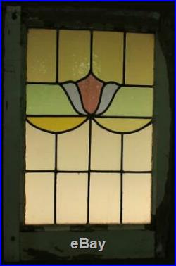 MIDSIZE OLD ENGLISH LEADED STAINED GLASS WINDOW Pretty Floral 16.75 x 25
