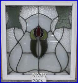 MIDSIZE OLD ENGLISH LEADED STAINED GLASS WINDOW Pretty Floral 20.75 x 22.25