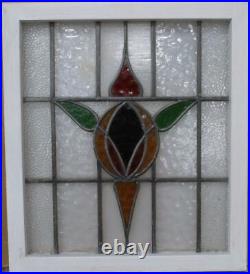 MIDSIZE OLD ENGLISH LEADED STAINED GLASS WINDOW Pretty Floral 21 x 23.5