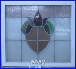 MIDSIZE OLD ENGLISH LEADED STAINED GLASS WINDOW Pretty Floral 25.25 x 22.5