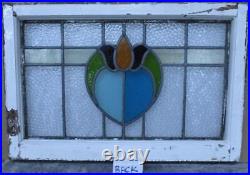 MIDSIZE OLD ENGLISH LEADED STAINED GLASS WINDOW Pretty Floral 26.25 x 18