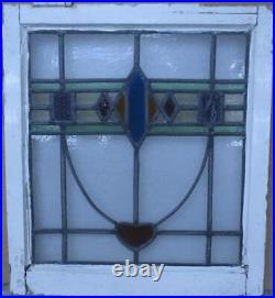 MIDSIZE OLD ENGLISH LEADED STAINED GLASS WINDOW Pretty Geometric 20.75 x 23