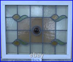 MIDSIZE OLD ENGLISH LEADED STAINED GLASS WINDOW Pretty Geometric 23 x 19
