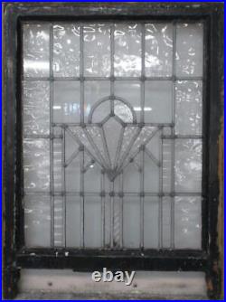 MIDSIZE OLD ENGLISH LEADED STAINED GLASS WINDOW Pretty Geometric 23 x 31