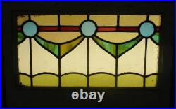 MIDSIZE OLD ENGLISH LEADED STAINED GLASS WINDOW Pretty Geometric 24 x 15.75