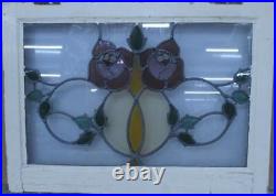 MIDSIZE OLD ENGLISH LEADED STAINED GLASS WINDOW Pretty Roses 26.5 x 19