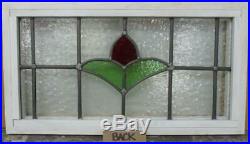 MIDSIZE OLD ENGLISH LEADED STAINED GLASS WINDOW Pretty Simple Floral 23.5 x 13