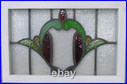 MIDSIZE OLD ENGLISH LEADED STAINED GLASS WINDOW Pretty Wreath 24 x 16