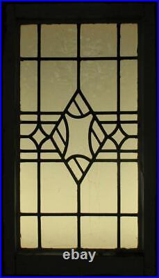 MIDSIZE OLD ENGLISH LEADED STAINED GLASS WINDOW Simple Geometric 16.25 x 29