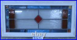 MIDSIZE OLD ENGLISH LEADED STAINED GLASS WINDOW Simple Geometric 24 x 11.75