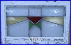 MIDSIZE OLD ENGLISH LEADED STAINED GLASS WINDOW Simple Geometric 25 x 16.25