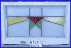 MIDSIZE OLD ENGLISH LEADED STAINED GLASS WINDOW Simple Geometric 25 x 16.25
