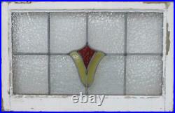 MIDSIZE OLD ENGLISH LEADED STAINED GLASS WINDOW Simple Geometric 28.5 x 18