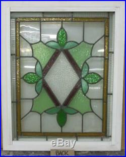 MIDSIZE OLD ENGLISH LEADED STAINED GLASS WINDOW Stunning Diamond 20.5 x 25.25