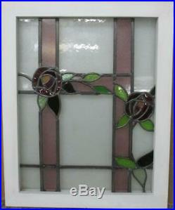 MIDSIZE OLD ENGLISH LEADED STAINED GLASS WINDOW Stunning Floral 19.5 x 24.25