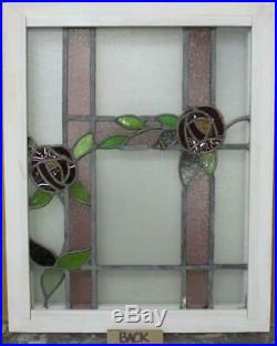 MIDSIZE OLD ENGLISH LEADED STAINED GLASS WINDOW Stunning Floral 19.5 x 24.25