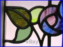 MIDSIZE OLD ENGLISH LEADED STAINED GLASS WINDOW Stunning Floral 19 x 25.25