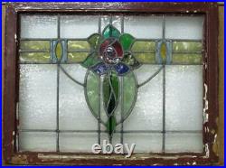 MIDSIZE OLD ENGLISH LEADED STAINED GLASS WINDOW Stunning Rose 28.5 x 21.75
