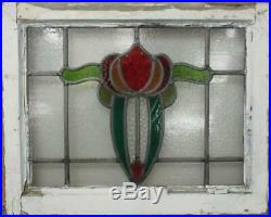 MIDSIZE OLD ENGLISH LEADED STAINED GLASS WINDOW Vibrant Abstract 22.5 x 18