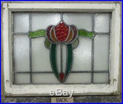 MIDSIZE OLD ENGLISH LEADED STAINED GLASS WINDOW Vibrant Abstract 22.5 x 18