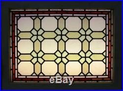 MIDSIZE OLD ENGLISH LEADED STAINED GLASS WINDOW Victorian 24.75 x 18.5