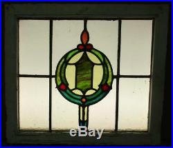 MID SIZED OLD ENGLISH LEADED STAINED GLASS WINDOW Beautiful Geo 23.75 x 21.5