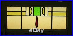 MID SIZED OLD ENGLISH LEADED STAINED GLASS WINDOW Cute Geometric 26 x 12.5