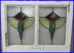 MID SIZED OLD ENGLISH LEADED STAINED GLASS WINDOW Double Abstract 25.75 x 19.5