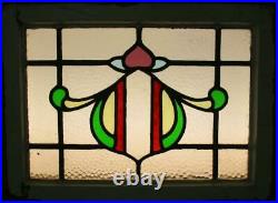 MID SIZED OLD ENGLISH LEADED STAINED GLASS WINDOW Gorgeous Sweeps 23.75 x 17.5